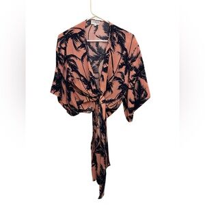 Tropical Print Tie-Front Top